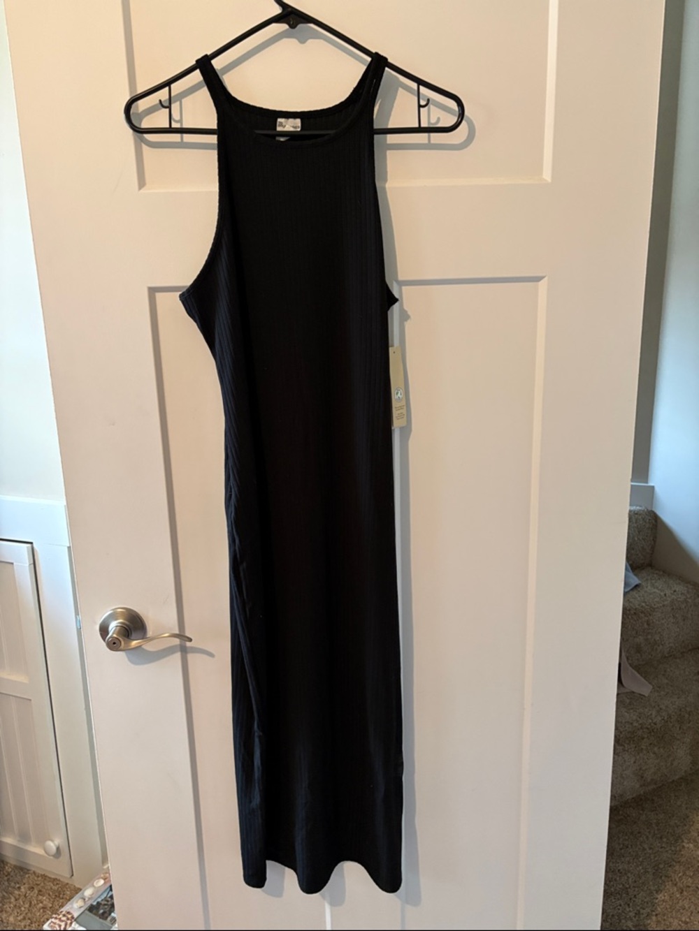 Sleek Black Ribbed Tank Dress - Minimalist Women's Maxi